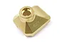 A brass differential cover for an RC car, featuring a machined finish and the Yeah Racing logo etched on the side.