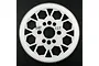 A white Delrin spur gear for RC drift cars with 117 teeth and 64 pitch, featuring a lightweight hexagonal spoke design.