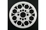 A white Delrin spur gear for RC cars with 115 teeth and 64dp pitch, featuring a lightweight hexagonal cutout design on a black background.
