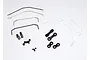 Traxxas Jato sway bar set including various metal sway bars, plastic linkages, and mounting hardware on a white background.