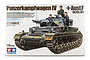 Tamiya 1/35 scale German Panzerkampfwagen IV Ausf.F tank model kit box art featuring an illustration of the tank with three crew members.