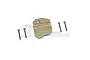 GPM Racing brass differential cover for SCX10 III with four included mounting screws on a white background.