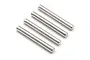 Four identical silver metal cylindrical steering posts for Blackzon 1/16 Slayer RC car, arranged diagonally on a white background.