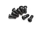 A cluster of eight black metal step screws with coarse threads and cross-head drives, designed for RC vehicles.