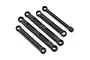 A set of five black plastic RC car suspension and steering linkages for the BlackZon 1/16 Slayer.