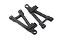 Two black plastic front lower suspension arms for a BlackZon 1/16 scale RC car, shown from a top-down perspective against a white background.