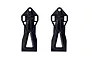 Two black plastic lower suspension arms for a BlackZon 1/12 scale RC car, shown side-by-side against a white background.