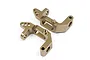 Two gold-anodized aluminium C-hub carriers for a 1/10 scale RC car, shown from an elevated angle on a white background.