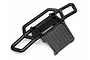 Black plastic front bumper for Maverick Strada MT RC car, featuring a tubular design and a flat skid plate section.