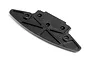 A black plastic front bumper plate for a Maverick RC vehicle, shown from an angled top-down perspective against a white background.