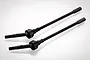 Two black metal front universal drive shafts for an RC car, shown against a plain white background.
