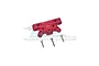 A red anodized aluminium front top plate for an RC car, accompanied by three silver metal screws, set against a white background with a faint watermark.