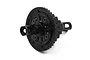 A black oil-filled differential gear set for an RC car, featuring a central gear housing with hex screws and drive cups on either side.
