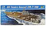 Trumpeter 1/700 scale model kit box for the USS Theodore Roosevelt CVN-71 2006 aircraft carrier, featuring an illustration of the ship at sea.