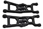 A pair of black RPM front lower suspension arms for Losi 1/16 Mini-T and Mini-B RC vehicles, showing left and right markings.