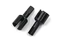 Two black metal differential drive cups for Tamiya TT-02 RC cars, shown against a plain white background.