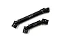 Two black steel universal joint drive shafts for RC cars with YR logo branding on a white background.
