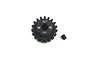A black Yeah Racing 19T 1Mod pinion gear with a small grub screw on a white background.