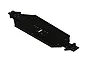 A black anodized aluminium long wheelbase RC chassis plate for ARRMA vehicles, shown from a high-angle perspective against a white background.