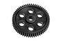 A black plastic 58-tooth spur gear for an RC car, shown from a top-down perspective against a white background.