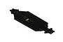 A black aluminium short wheelbase main chassis plate for an ARRMA RC vehicle, shown from an elevated angle against a white background.