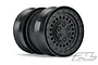 Two black Pro-Line 1.9-inch dually internal beadlock crawler rims shown from a side angle against a white background.