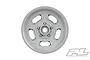 A single stone grey Pro-Line 2.2 inch Slot Mag drag racing wheel rim viewed from the front against a white background.