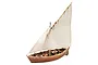 A completed Artesania Latina 1/20 scale wooden model of the French La Provençale fishing boat with white sails against a white background.