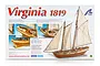 Artesania Latina Virginia 1819 wooden model ship kit packaging box showing the finished model and technical specifications.