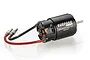 Surpass Hobby 550 size 21T brushed RC motor with pre-soldered wires and bullet connectors against a white background.