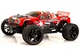 A red and black Maverick Strada XT 1/10 scale RC truggy viewed from a front three-quarter angle on a white background.