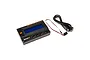 Spektrum Smart ESC Programmer box with LCD screen, buttons, and included USB and servo-style cables on a white background.