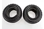 Two black Traxxas 2.2 inch Alias soft RC tires with foam inserts, viewed from the front against a white background.