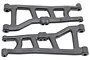 A pair of black RPM front lower suspension arms for an RC vehicle, shown against a plain white background.