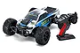 Kyosho Psycho Kruiser VE 2.0 1/8 scale RC monster truck with blue, silver, and black body, large off-road tires, and a black Syncro radio transmitter.