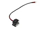 A Yeah Racing waterproof on/off switch with a black plastic housing, a white rubber button cover, and red and black wires with exposed ends.