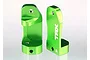 Two green anodized aluminium C-hub carriers for Traxxas RC vehicles, showing the TRX branding and R marking on a white background.