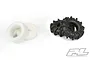 Two Pro-Line 2.6 inch Interco Black Mamba mud terrain RC tyres and two white foam tyre inserts on a white background.