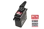 Hitec D951TW standard digital servo with a black metal case and a black plastic servo horn attached.