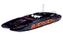 Pro Boat Blackjack 42-inch RC catamaran speed boat in black and orange with spade graphics on a white background.