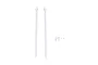 Two white FMS RC airplane wing struts with small metal mounting clips on a white background.