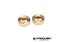 Two circular brass Vanquish SLW wheel hex hubs with threaded holes, isolated on a white background.