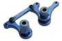 Traxxas blue anodized aluminium steering bellcrank and drag link assembly with pre-installed bearings.
