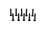 Ten black metal button head screws arranged in two rows against a white background.