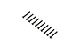 Ten black button head screws arranged in a diagonal line on a white background.