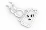 Rovan silver aluminium throttle servo chassis brace set including mounting plate and four black screws on a white background.