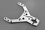 A silver Rovan HD front upper plate for RC vehicles, shown from a top-down angle against a grey background.