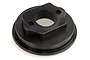 A black plastic Rovan angled high flow air filter mount for RC engines, shown from a top-down angle against a white background.