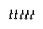 Ten black metal countersunk head screws arranged in two rows on a white background.