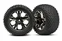 Traxxas 2.8" Alias Tyres on Black Chrome All-Star Rims - Glued Wheels 2Pcs 3770A